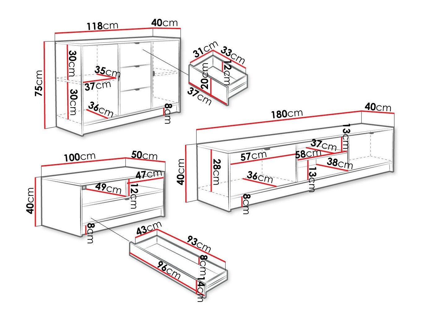 Nappali szett Comfivo Larmire 107 (Fekete)