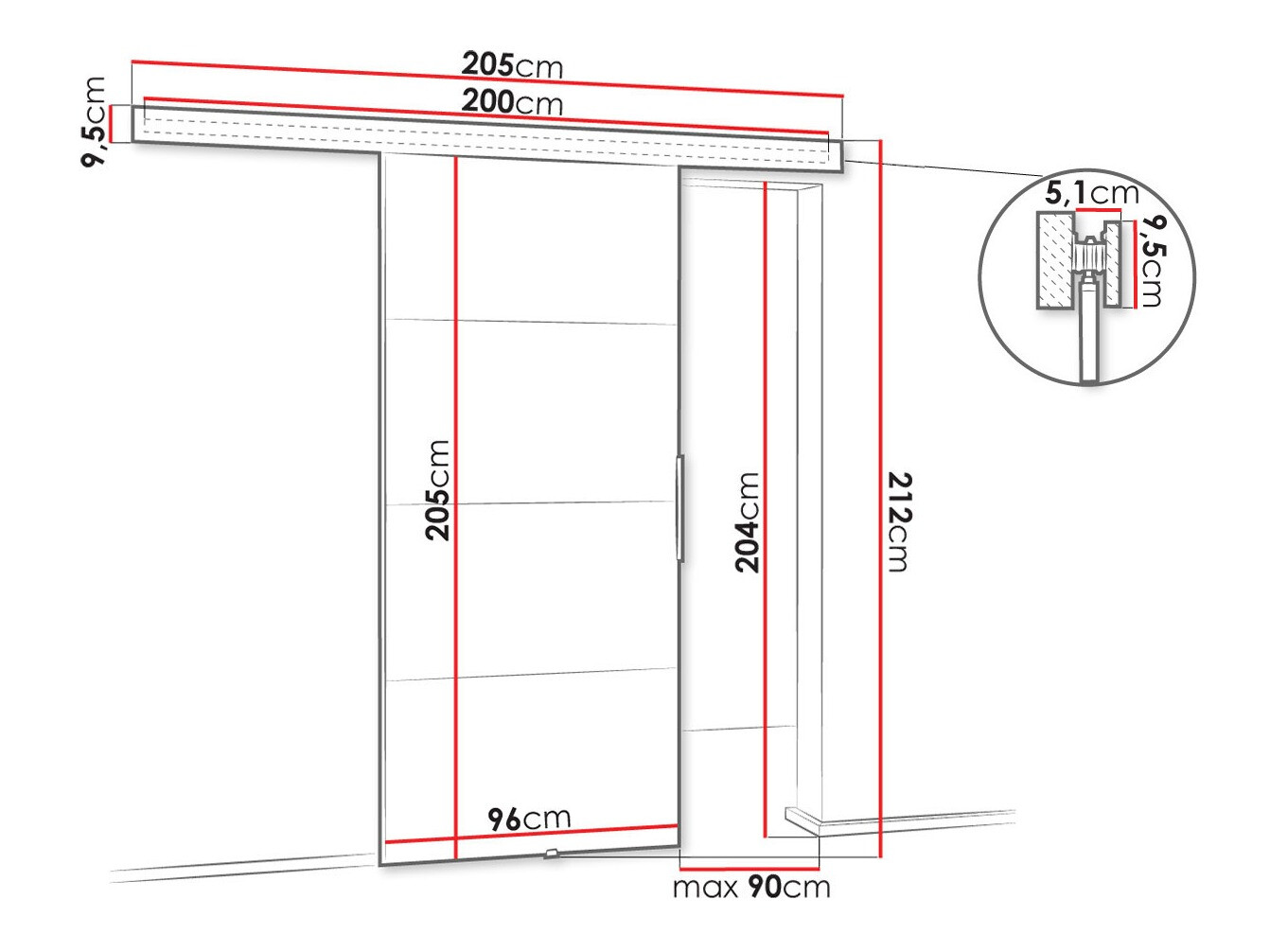 Tolóajtók Dover 145 (Sötét hamuszürke)