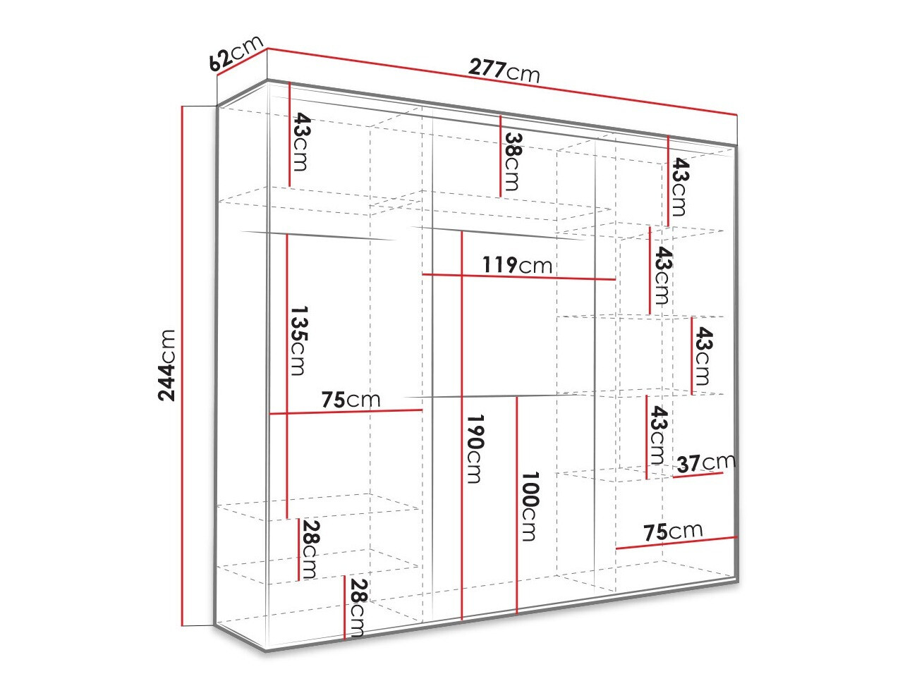 Gardróbszekrény Murrieta 188