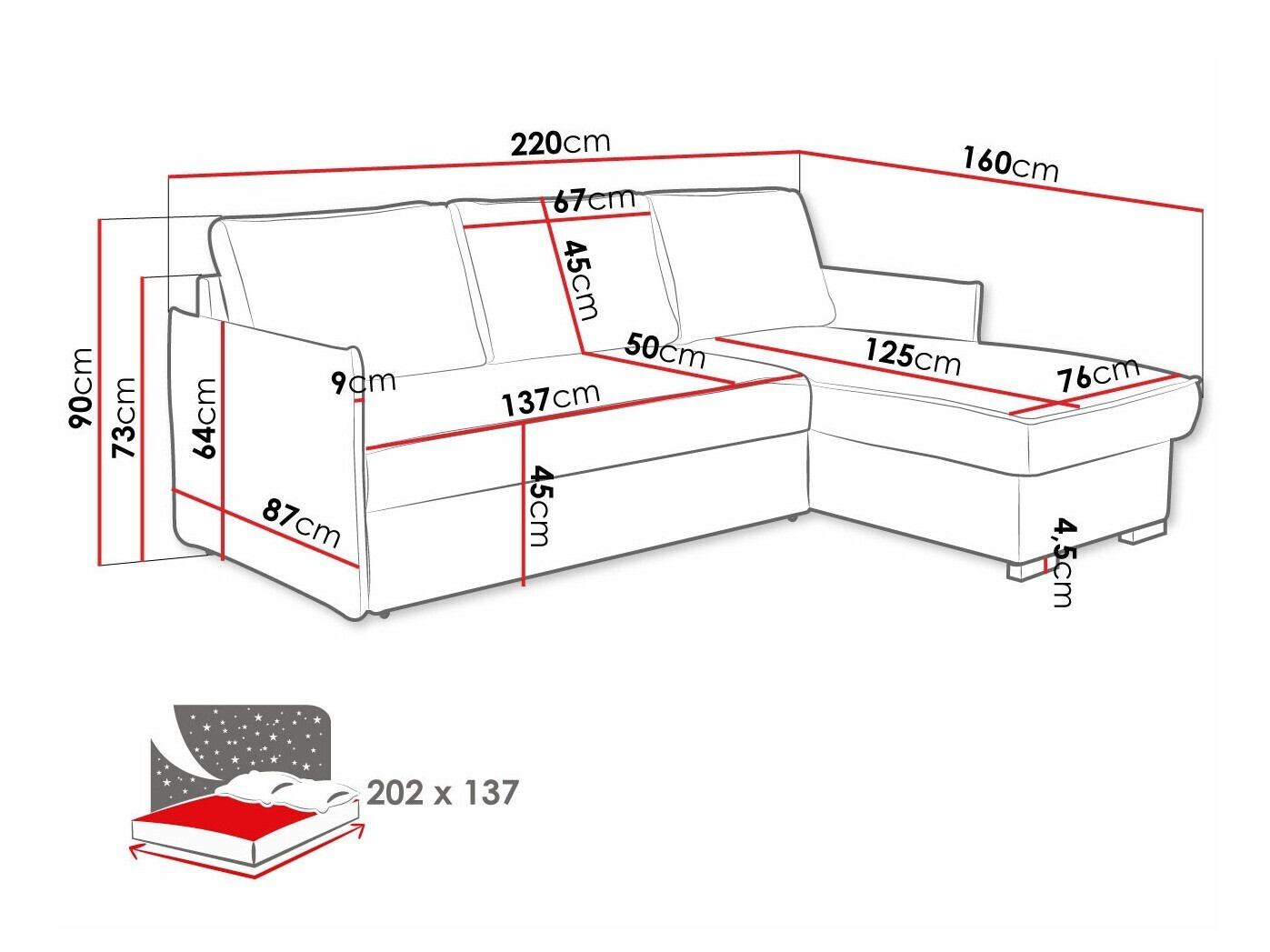 Sarokkanapé Columbus 208 (Neve 03)