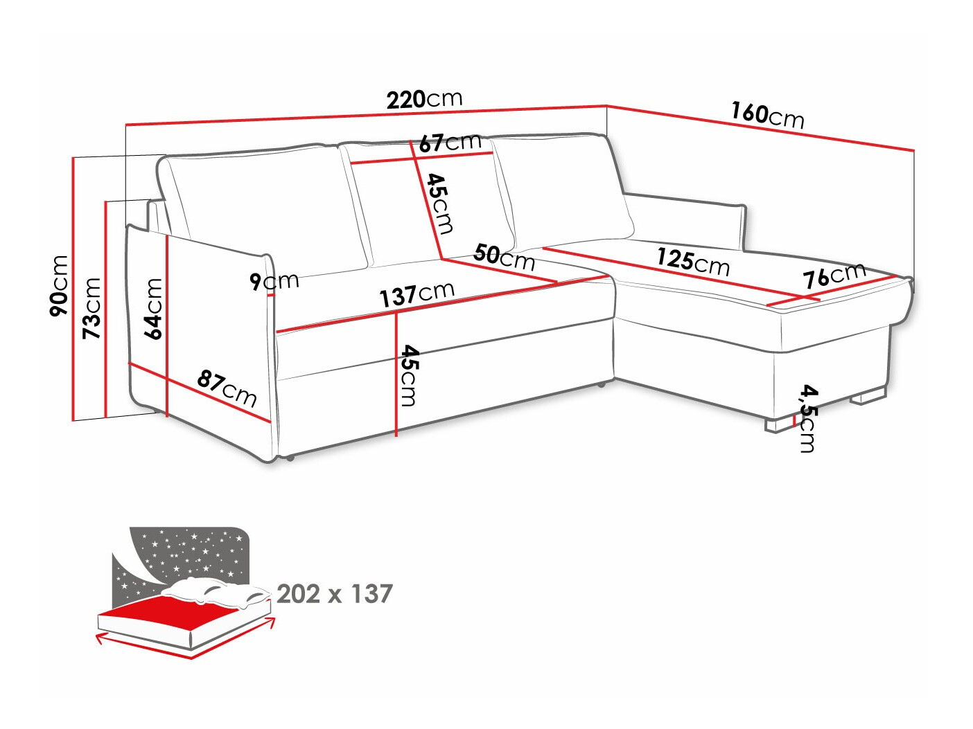 Sarokkanapé Columbus 208 (Neve 90)