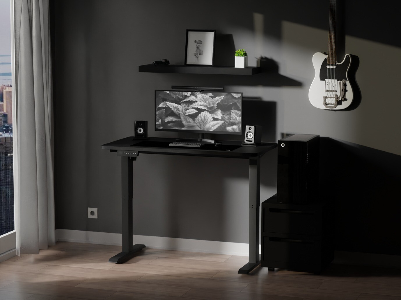 Állítható magasságú íróasztal Lodi 100 (Fekete)