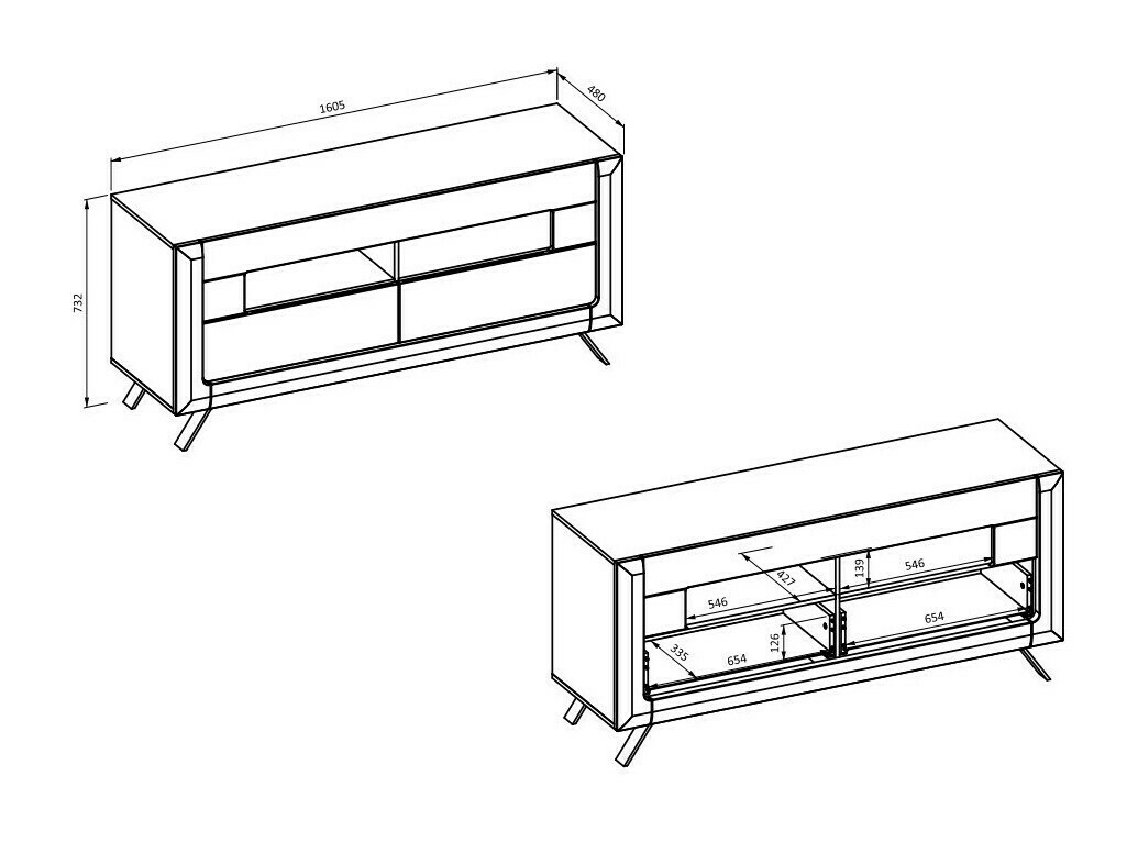 TV-állvány Sovera 105 (Dió + Fényes fekete)