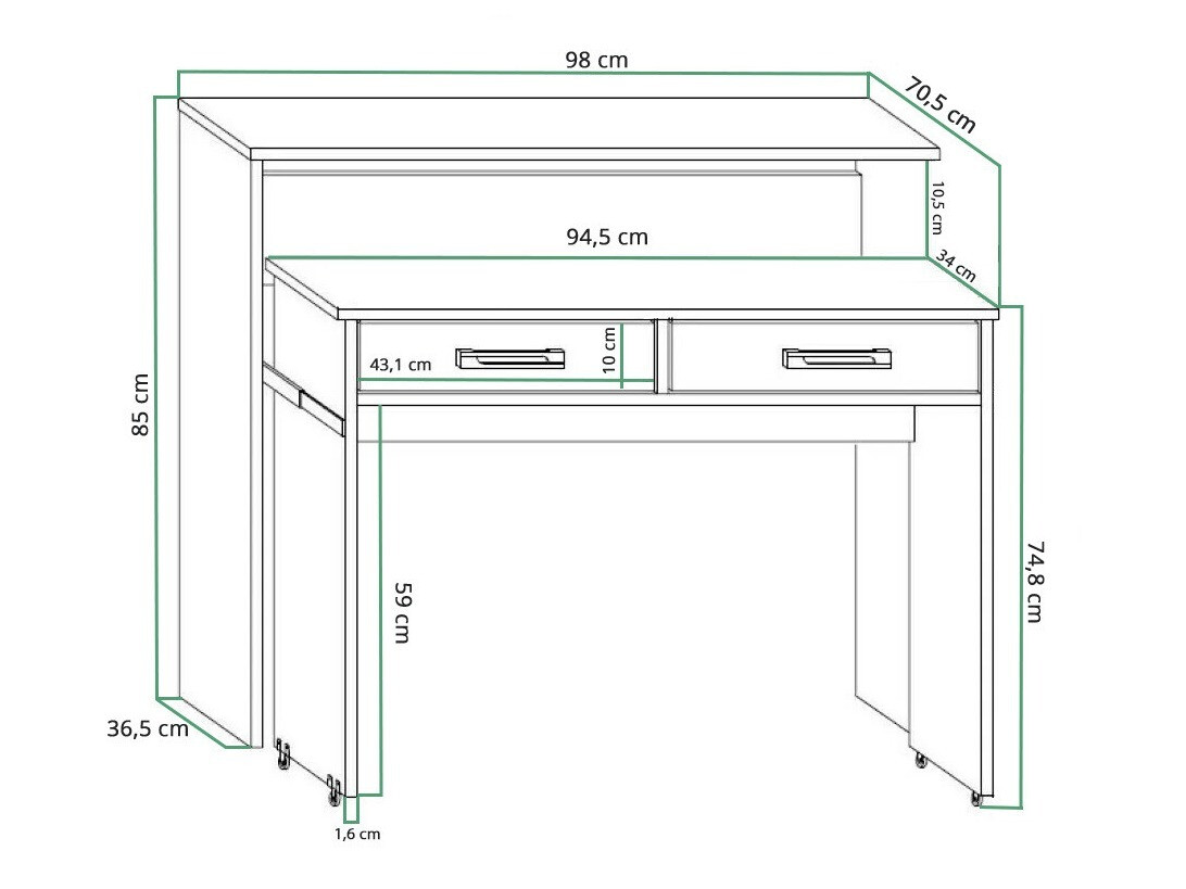 Íróasztal Gilroy 103 (Sonoma tölgy)