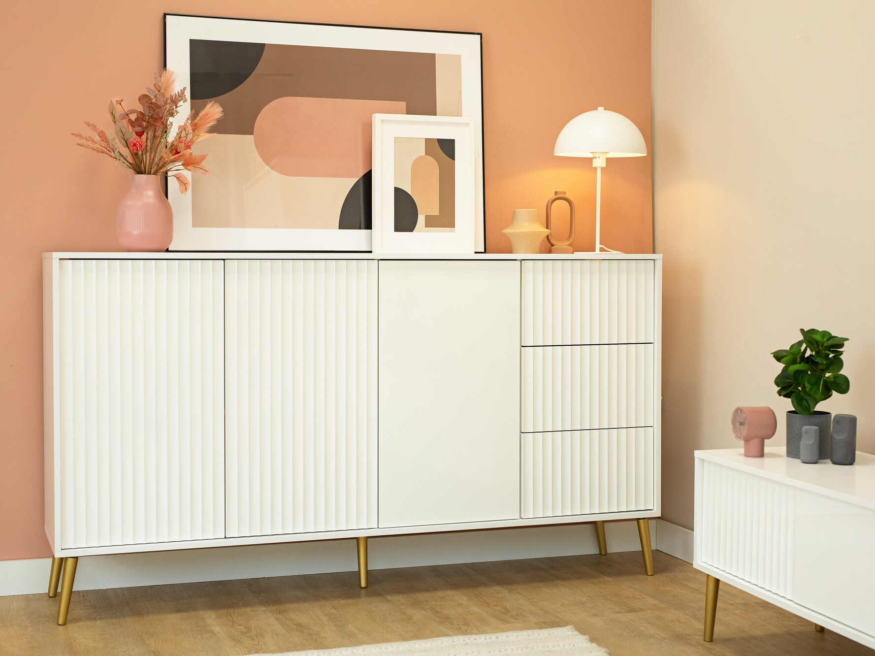 Komód Cirferi 102 (Fehér + Aranysárga)