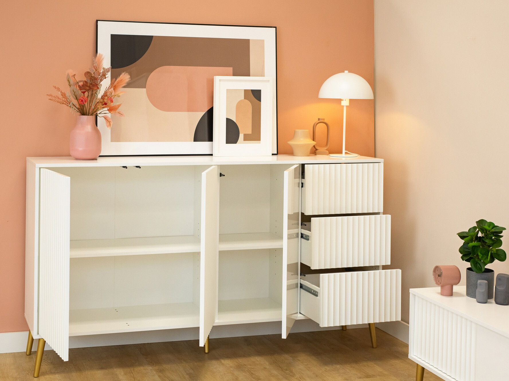 Komód Cirferi 102 (Fehér + Aranysárga)