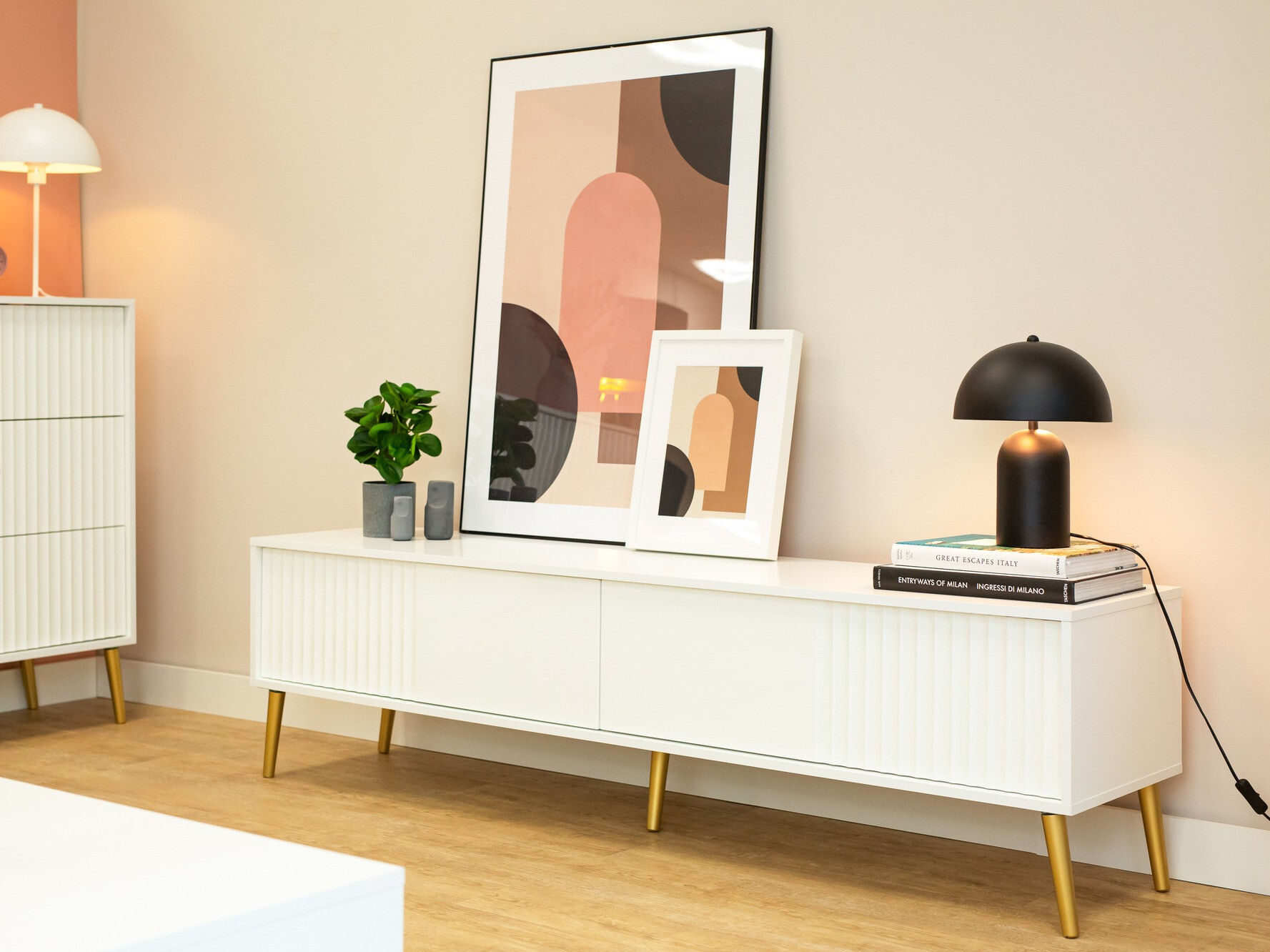 TV-állvány Cirferi 105 (Fehér + Aranysárga)