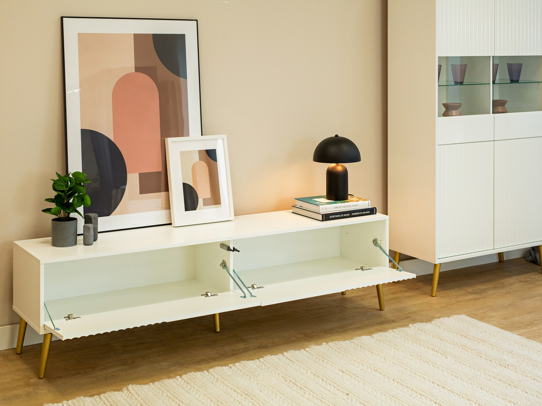 TV-állvány Cirferi 105 (Fehér + Aranysárga)