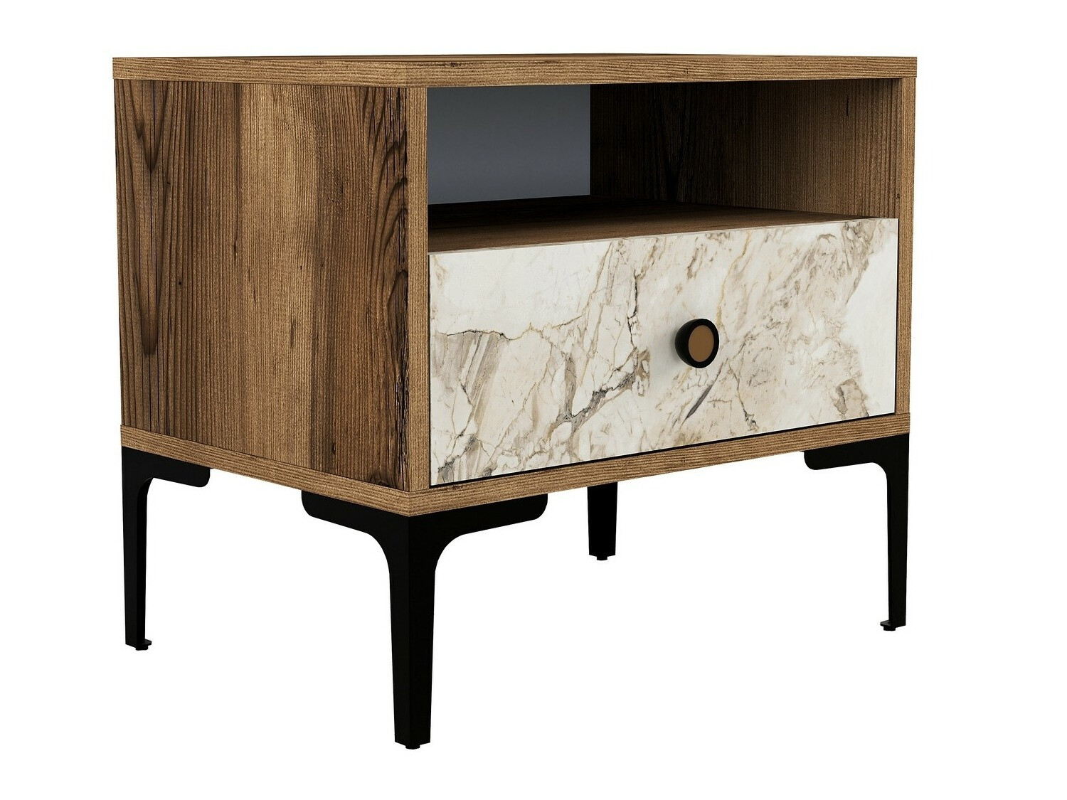 Éjjeliszekrény Kailua 1516 (Dió + Fehér márvány)