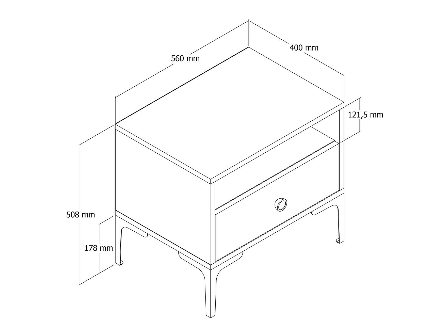 Éjjeliszekrény Kailua 1516 (Dió + Fehér márvány)