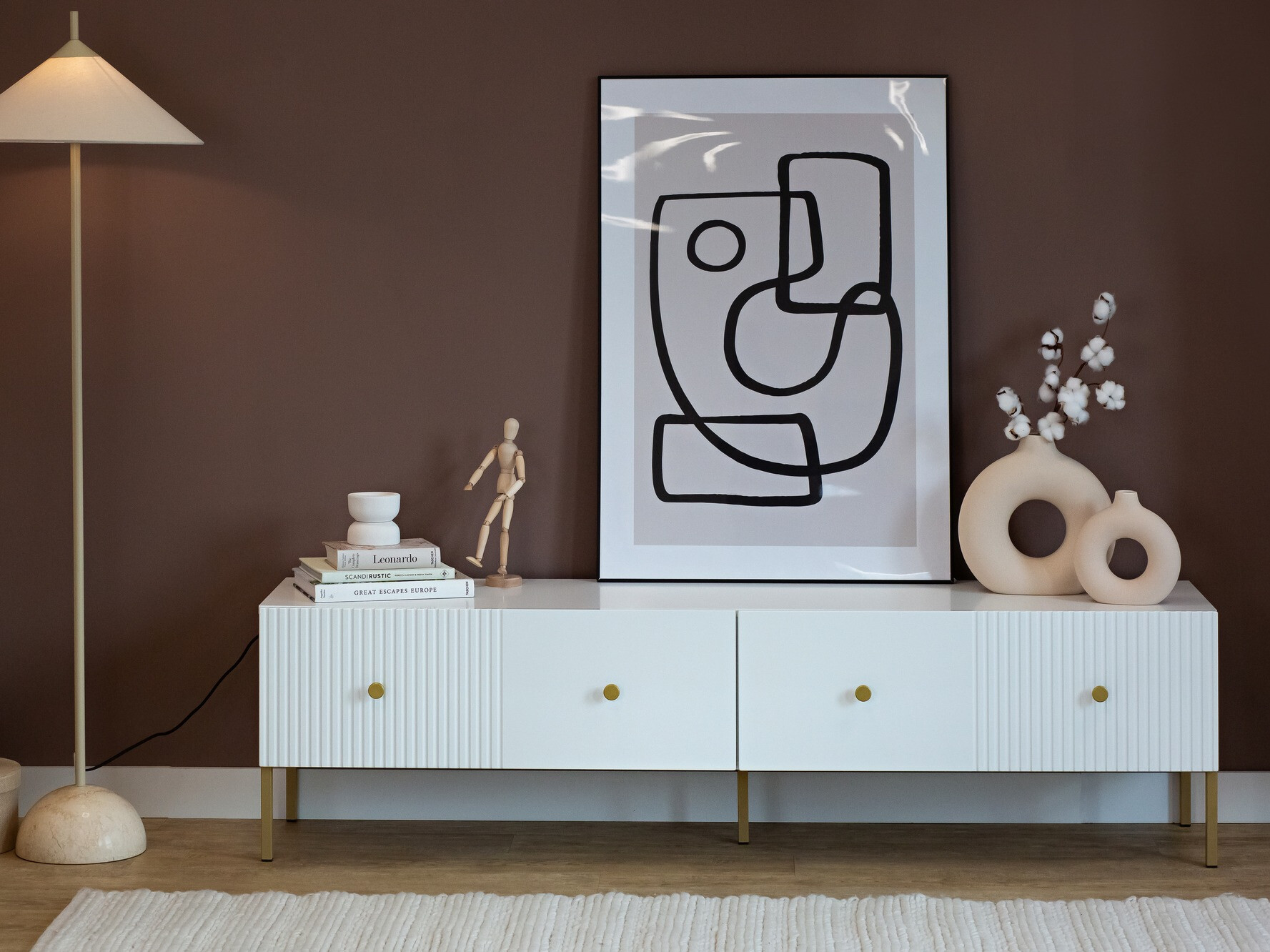 TV-állvány Etliva 105 (Fehér + Aranysárga)