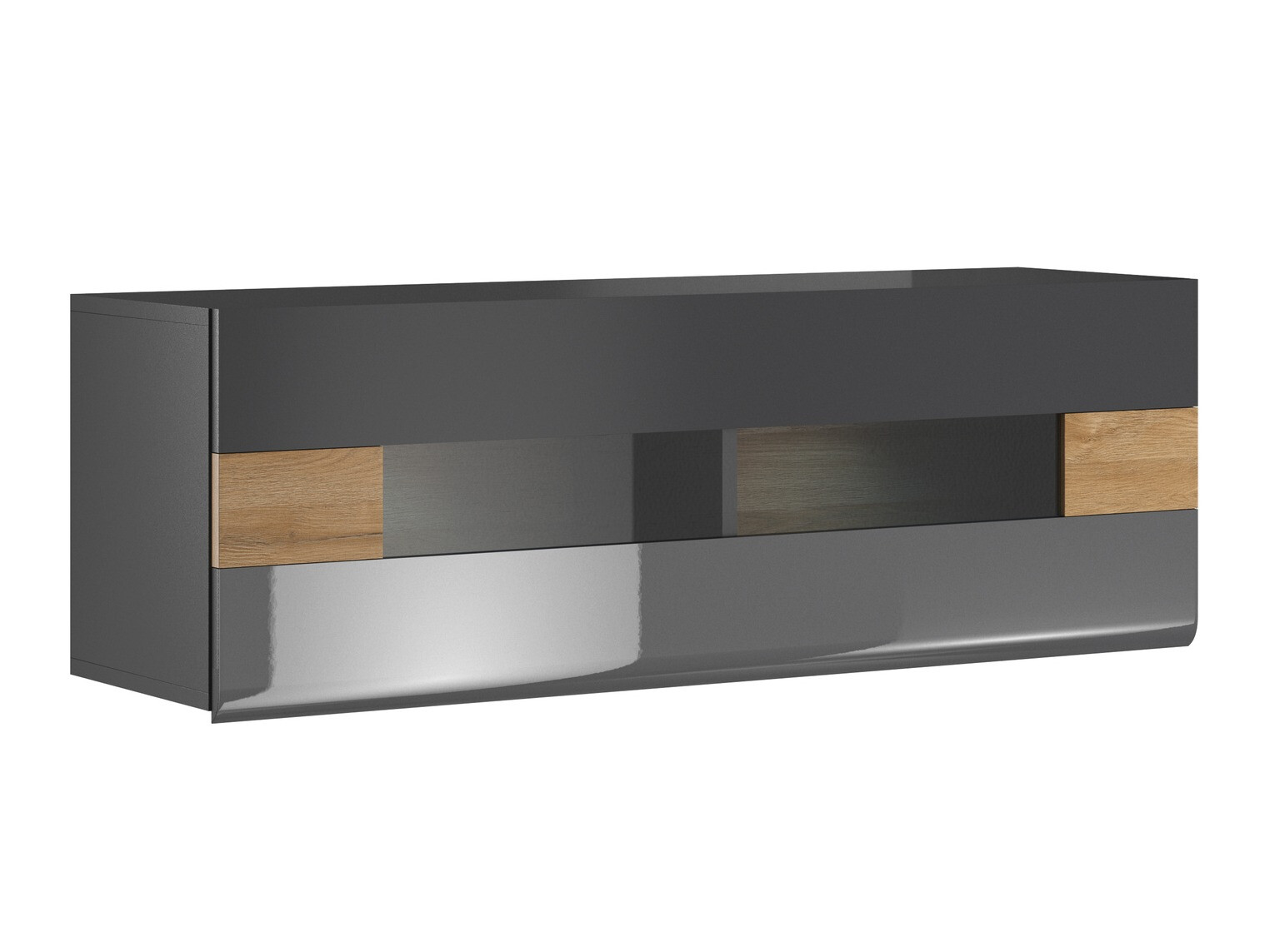 Fali szekrény Torsone 116 (Antracit + Gloss antracit + Grandson tölgy)
