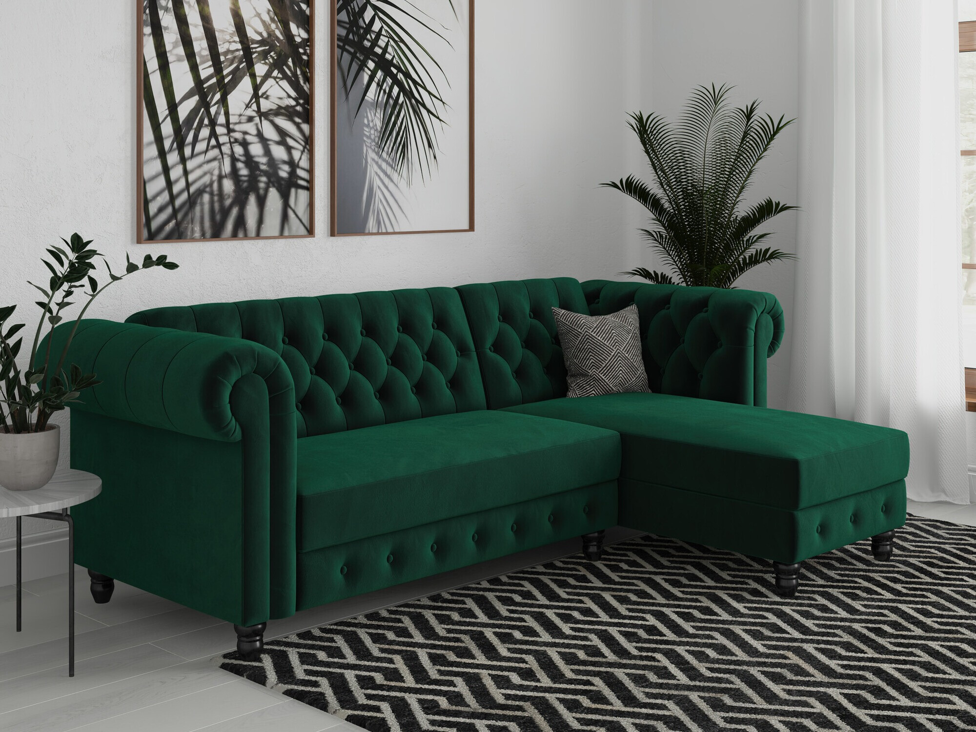 Chesterfield sarokkanapé Tulsa 622 (Sötétzöld)