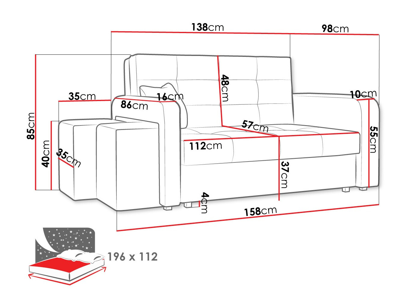 Kanapéágy Columbus 157 (Enjoy 2)