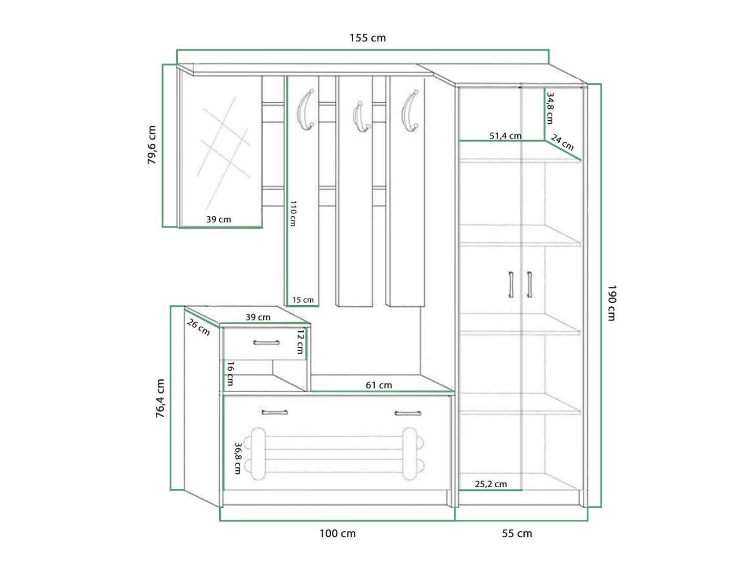 Előszoba garnitúra Gilroy 106 (Craft Tabaco tölgy + Krém)