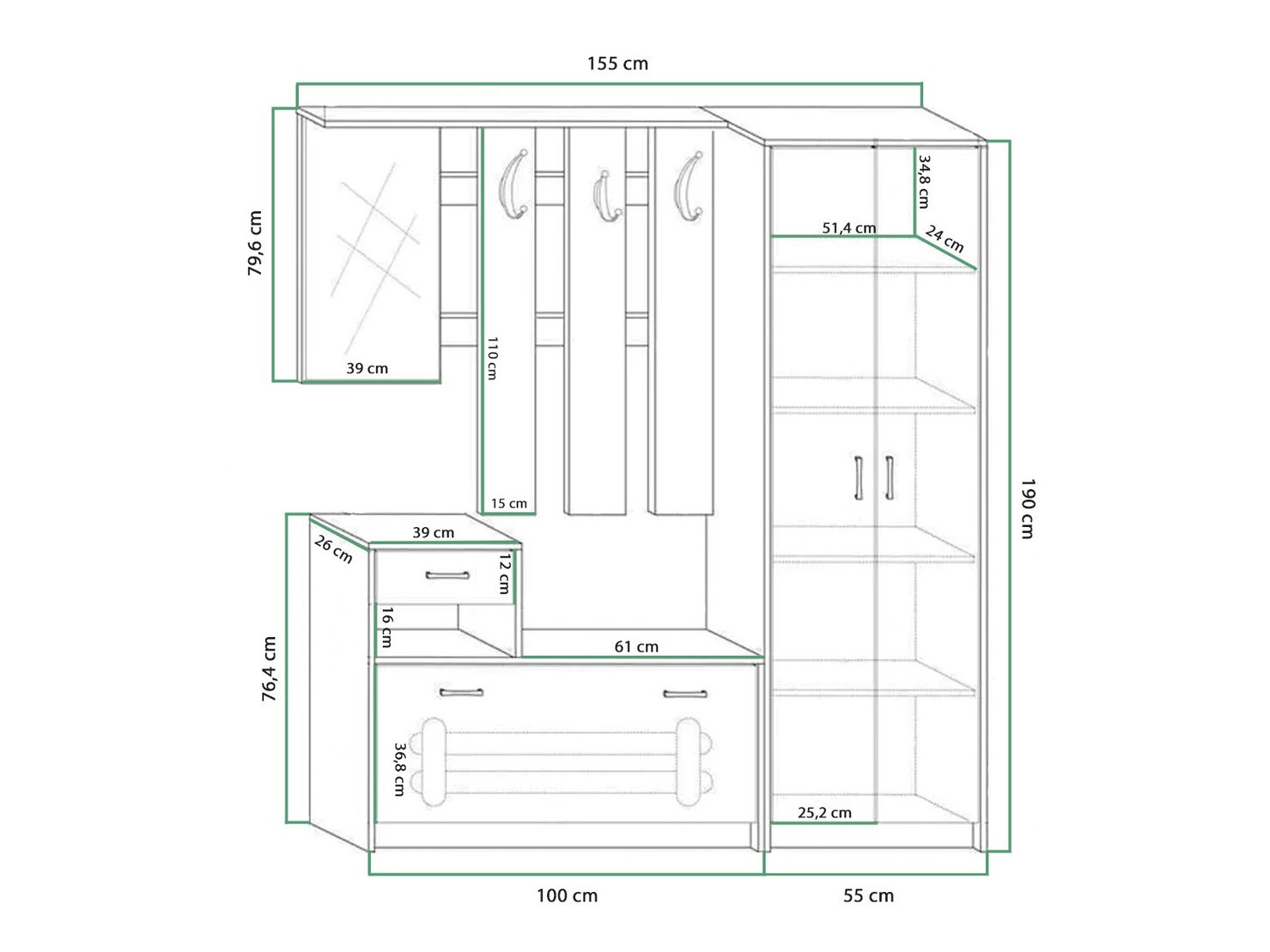 Előszoba garnitúra Gilroy 106 (Sonoma tölgy + Fehér)