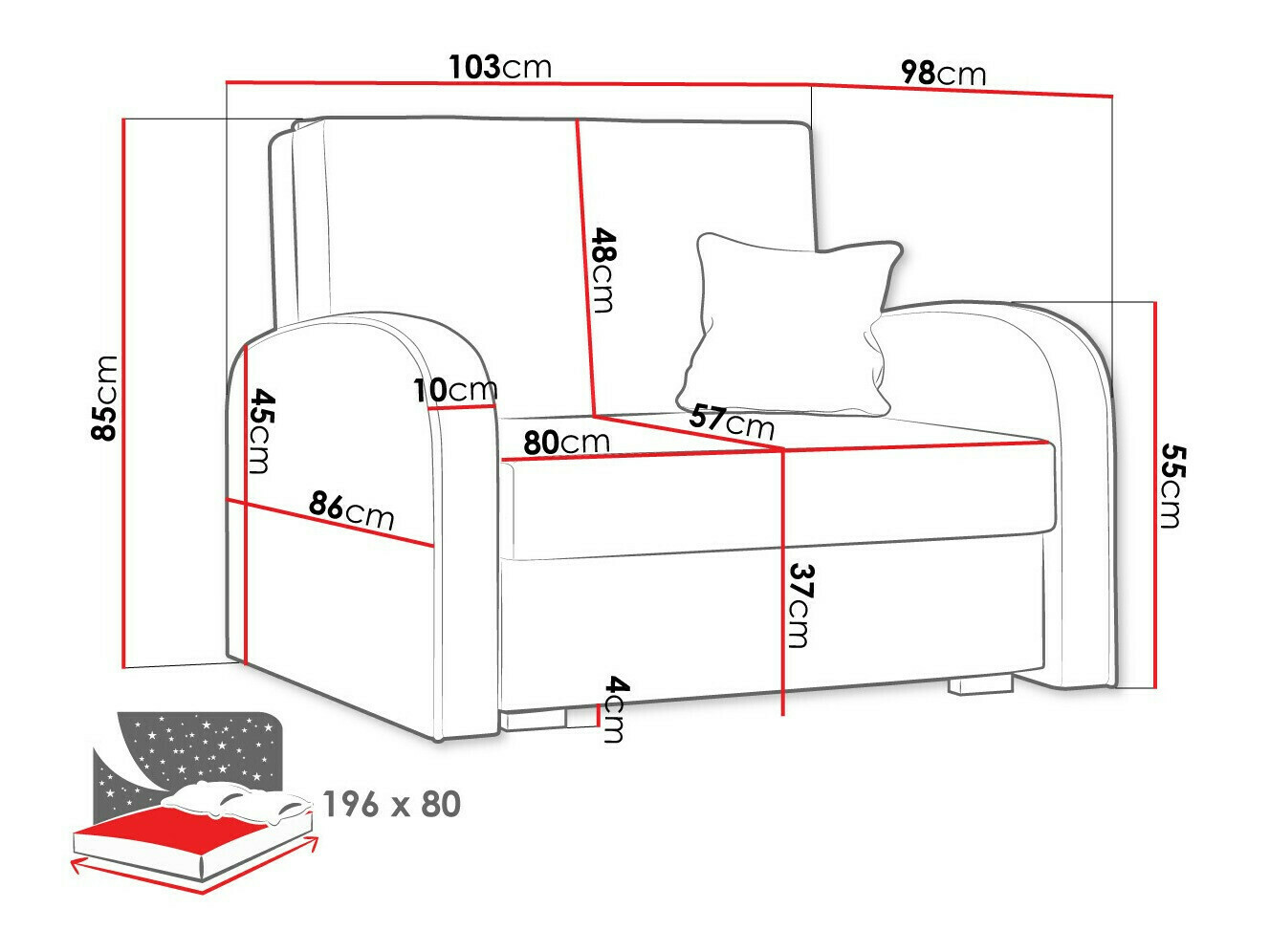 Fotel Columbus 160 (Mono 244 + Sorriso 4)