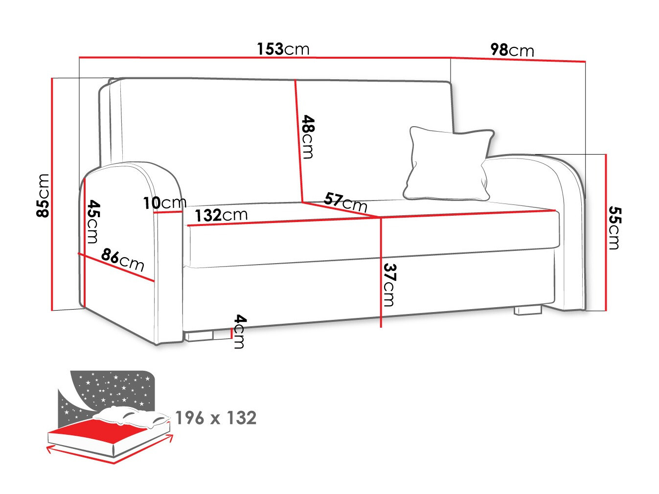 Kanapéágy Columbus 163 (Mono 232 + Sorriso 5)