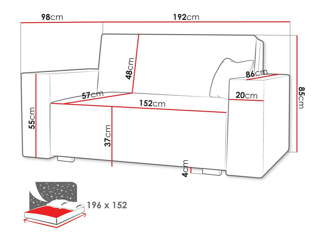 Kanapéágy Columbus 197 (Neve 90)