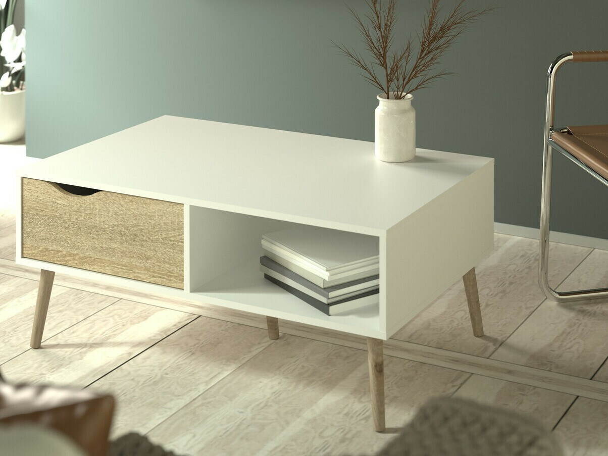 Dohányzóasztal Tustin P104 (Fehér + Tölgy)