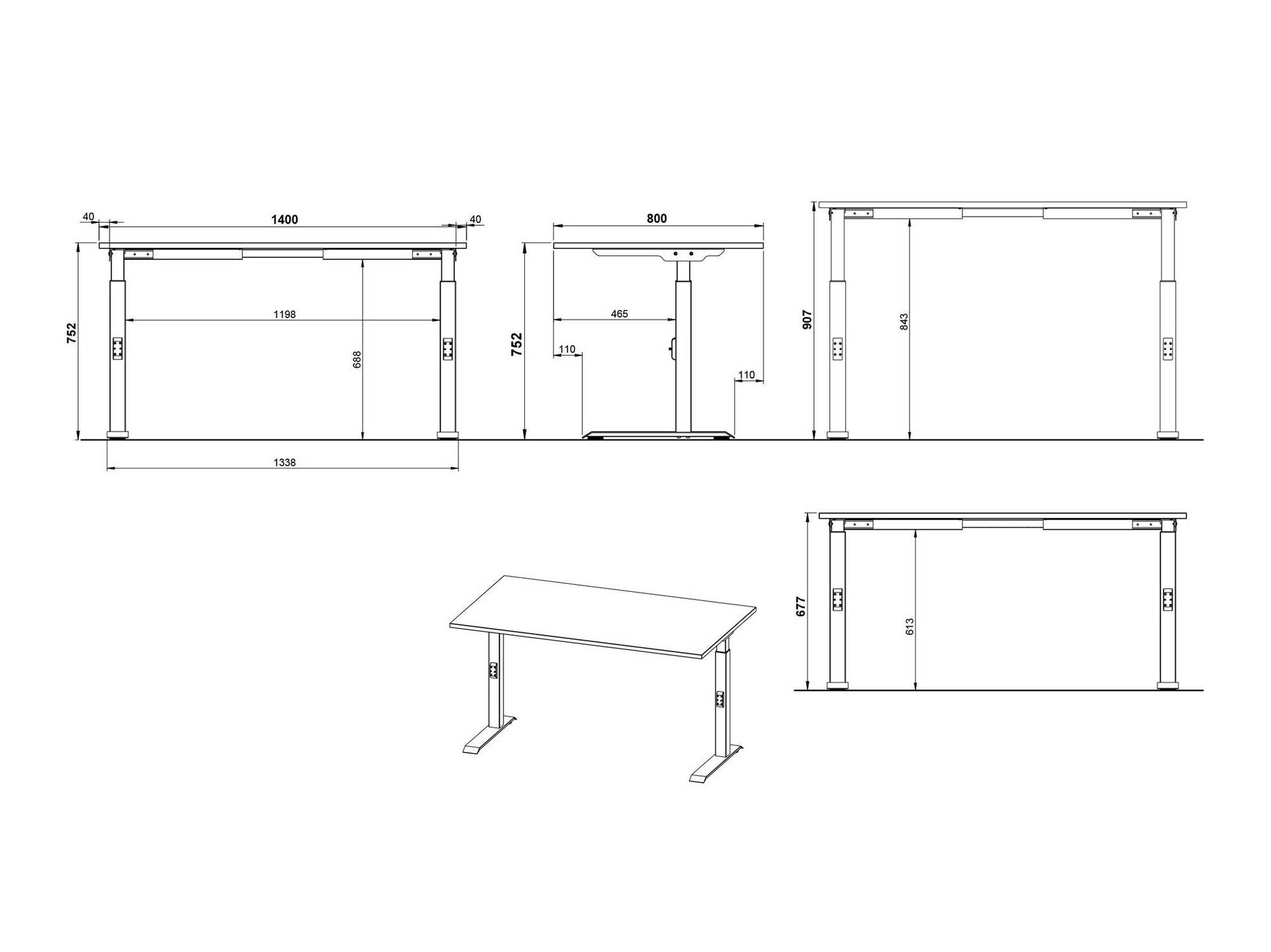 Íróasztal Sacramento 419 (Szürke + Fekete)