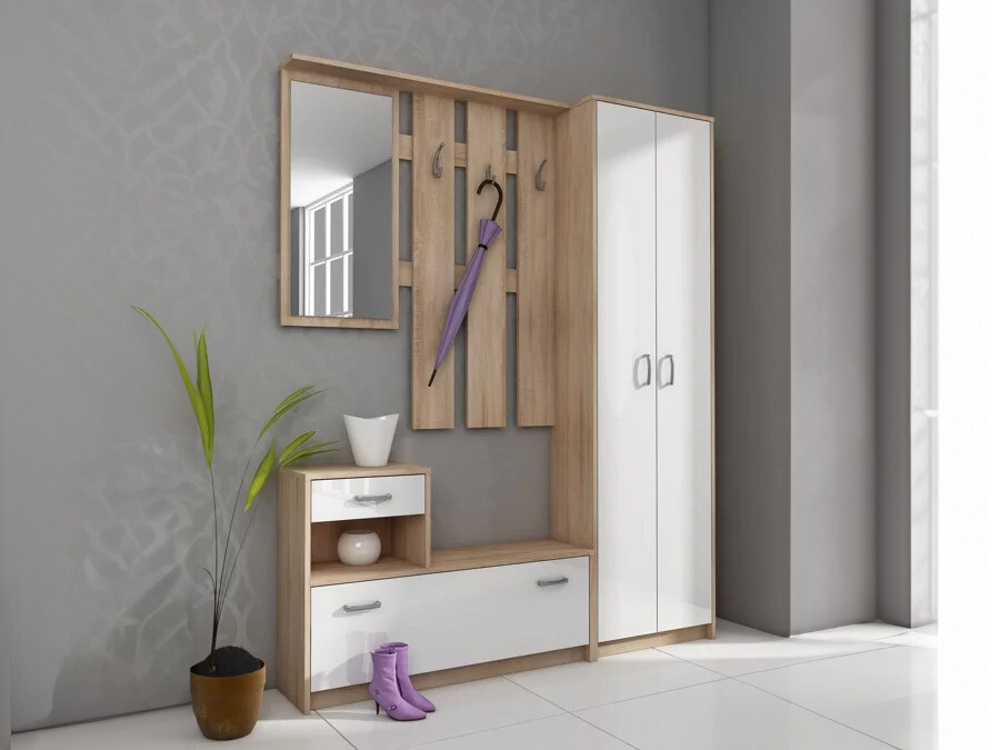 Előszoba garnitúra Gilroy 106 (Sonoma tölgy + Fehér)