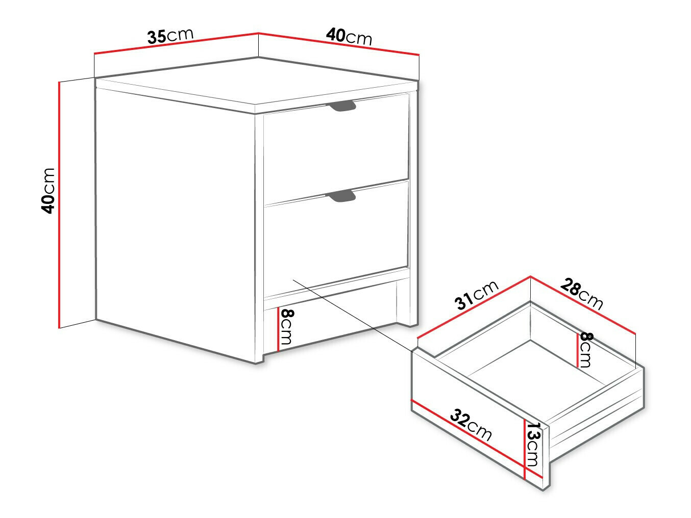 Éjjeliszekrény Comfivo Larmire 106 (Fehér)