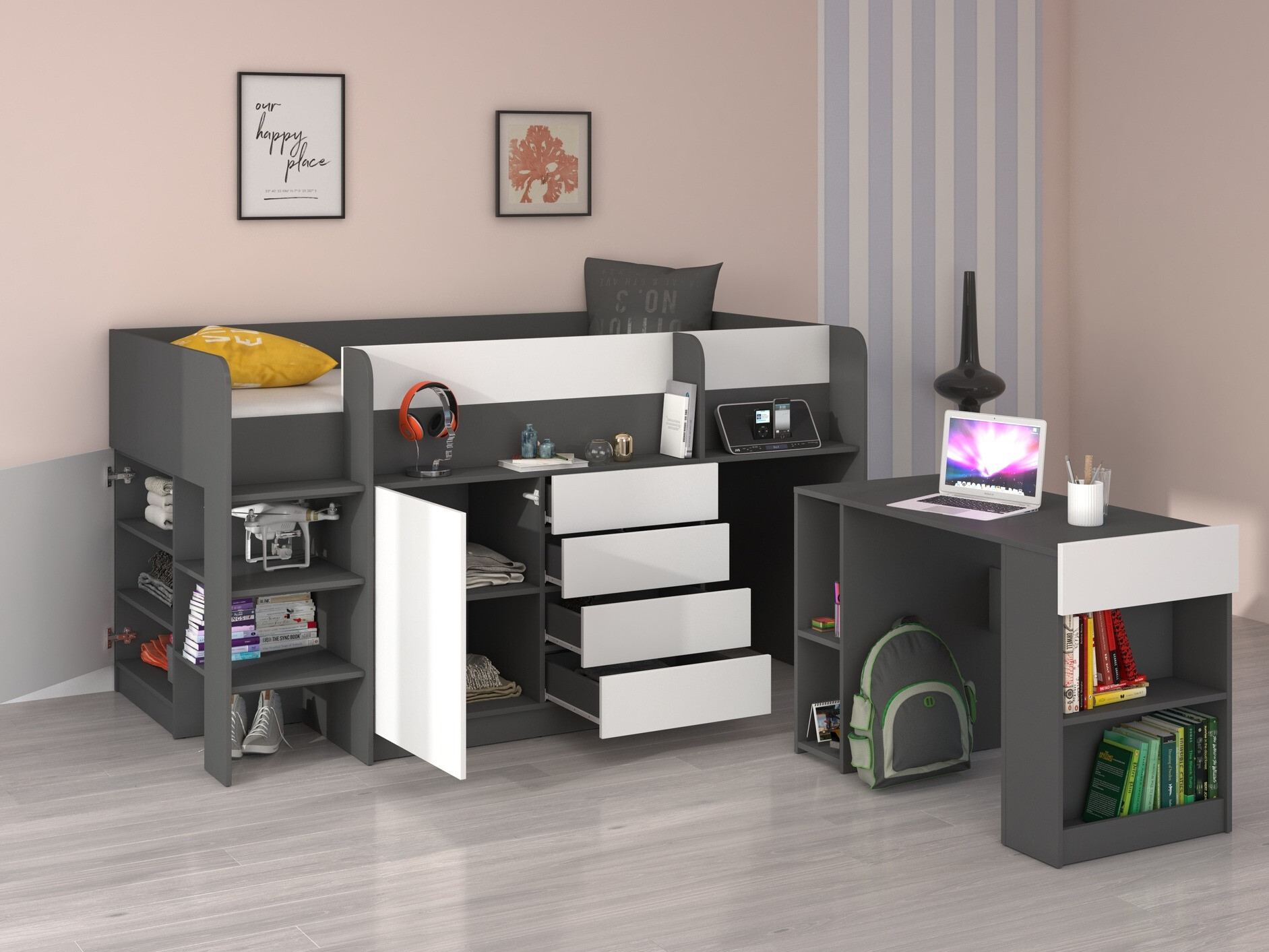 Galériaágy Gilroy 116 (Grafit + Fehér)