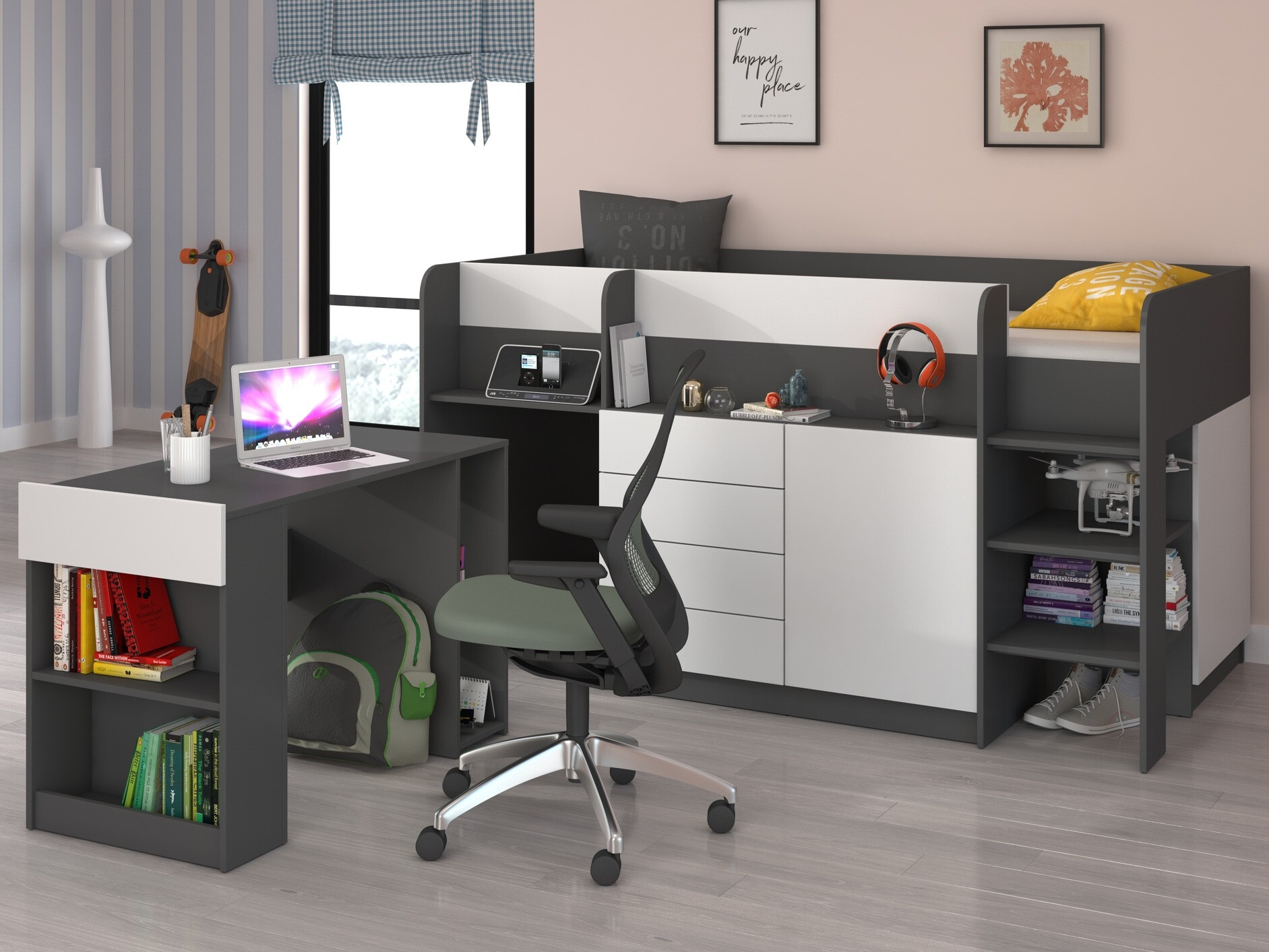 Galériaágy Gilroy 116 (Grafit + Fehér)