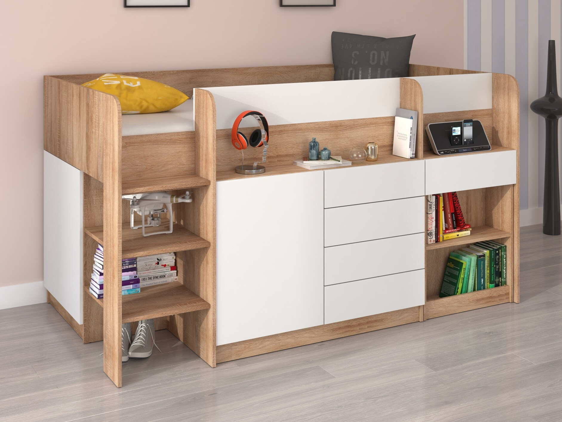 Galériaágy Gilroy 116 (Sonoma tölgy + Fehér)