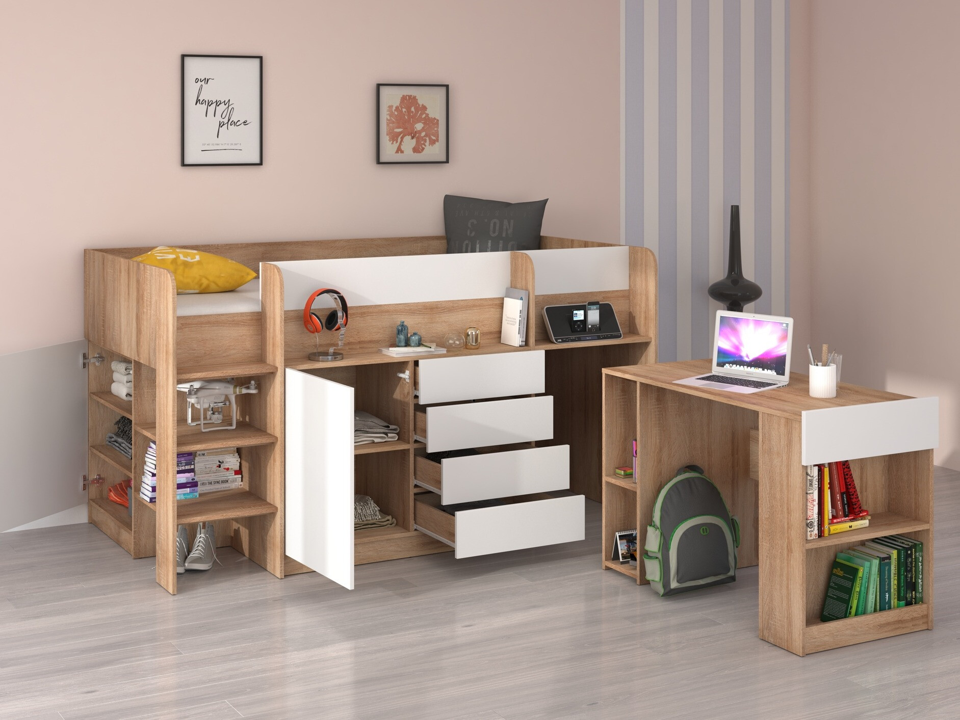 Galériaágy Gilroy 116 (Sonoma tölgy + Fehér)