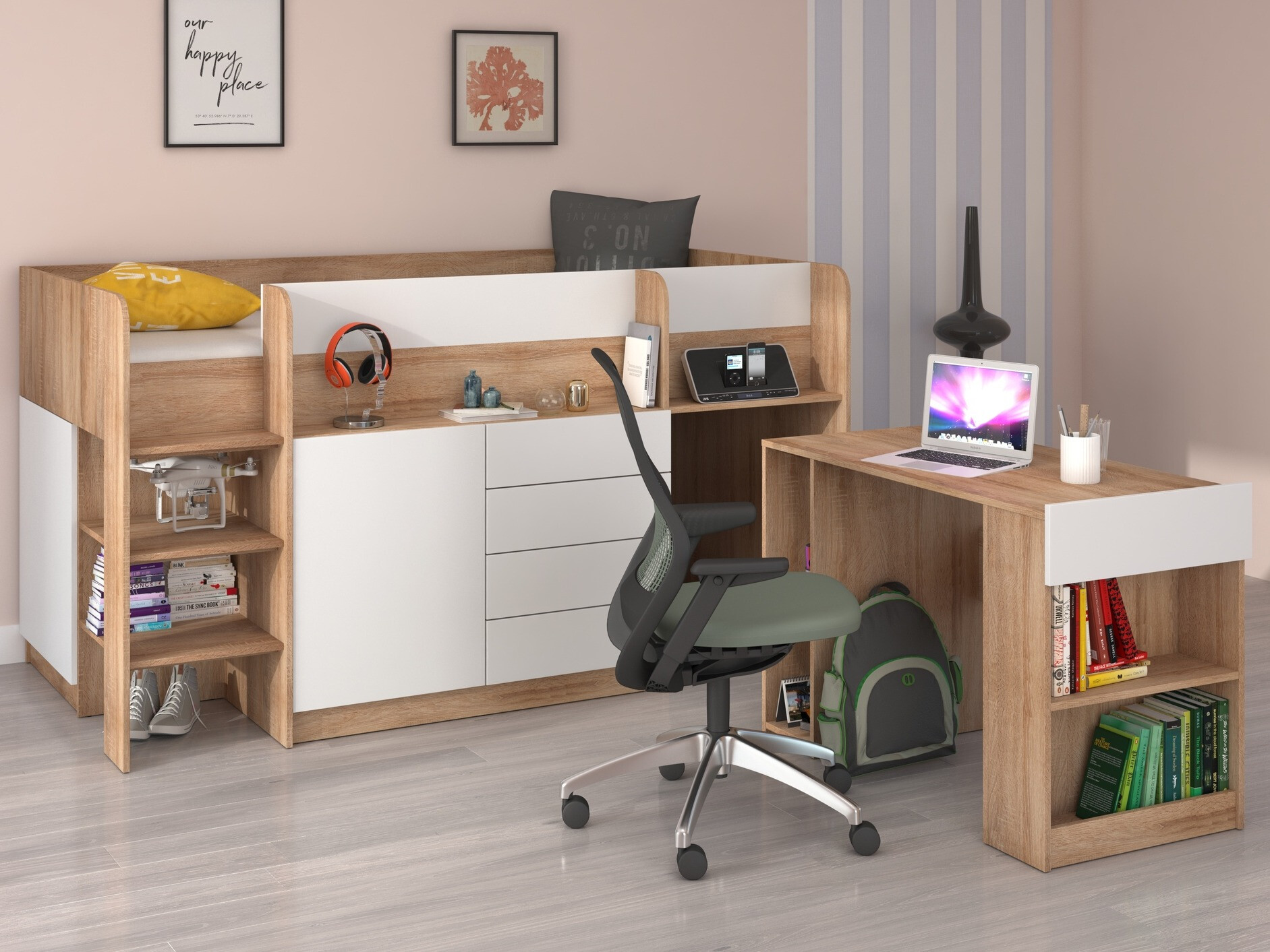 Galériaágy Gilroy 116 (Sonoma tölgy + Fehér)