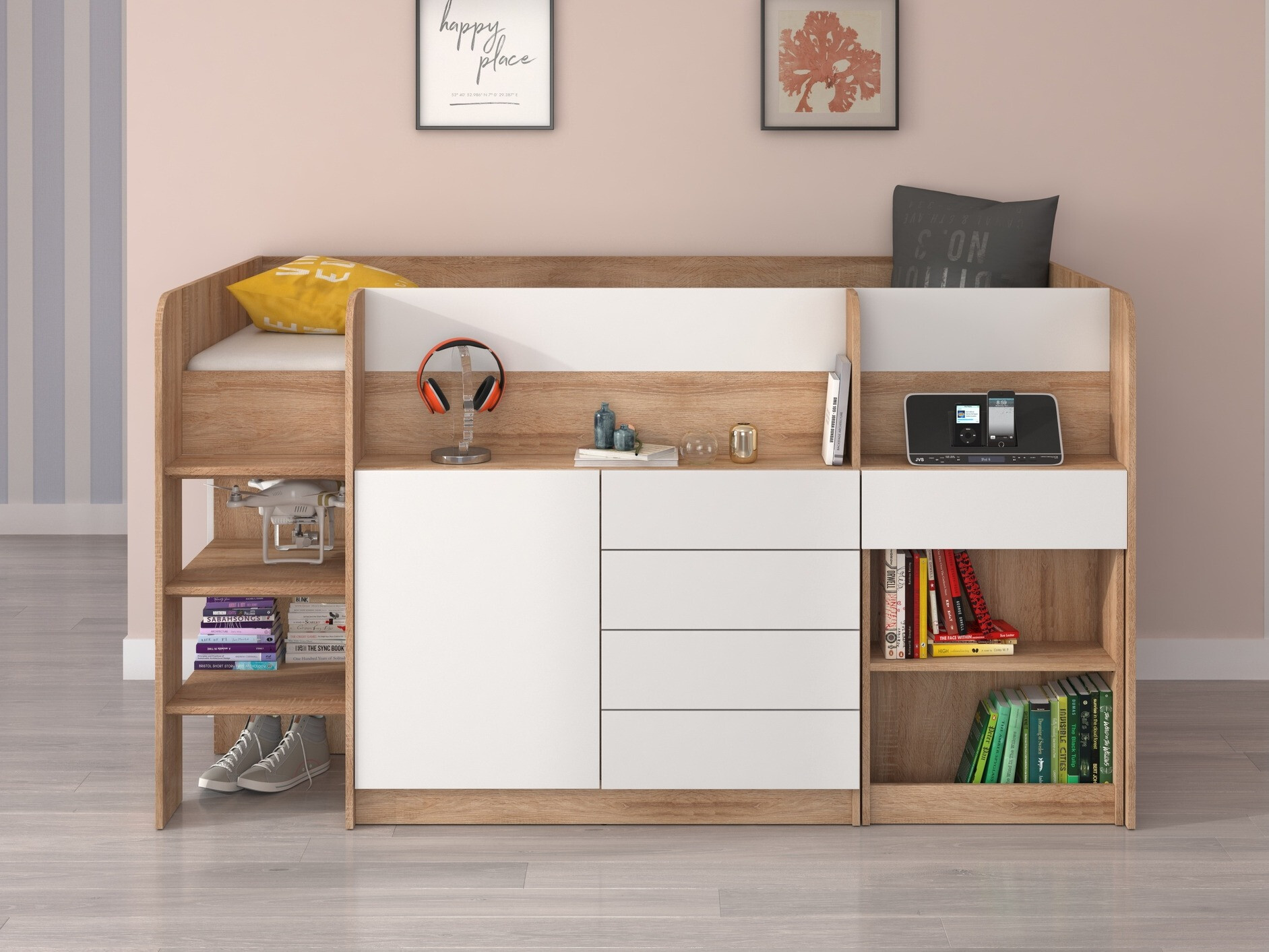 Galériaágy Gilroy 116 (Sonoma tölgy + Fehér)