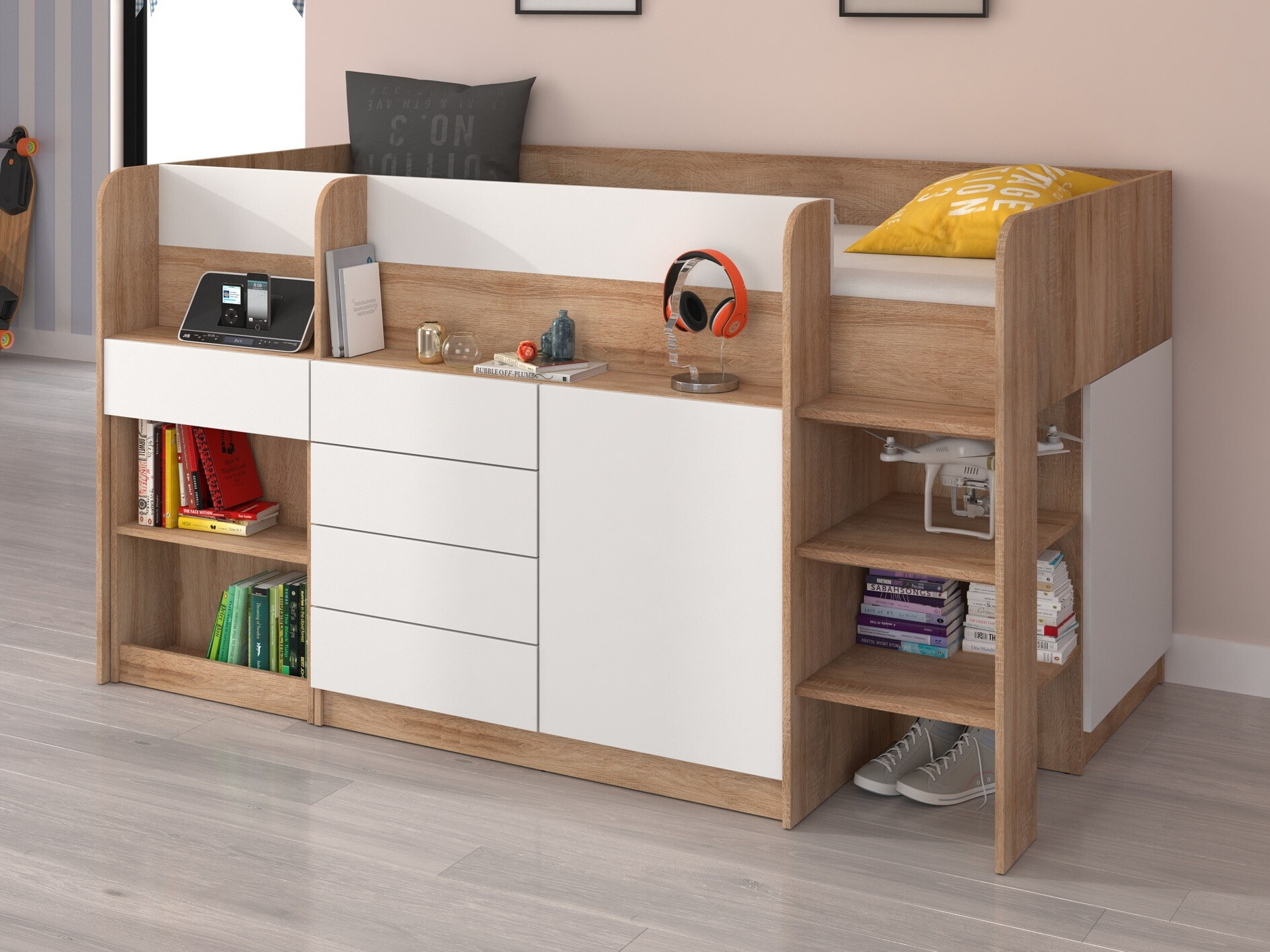 Galériaágy Gilroy 116 (Sonoma tölgy + Fehér)