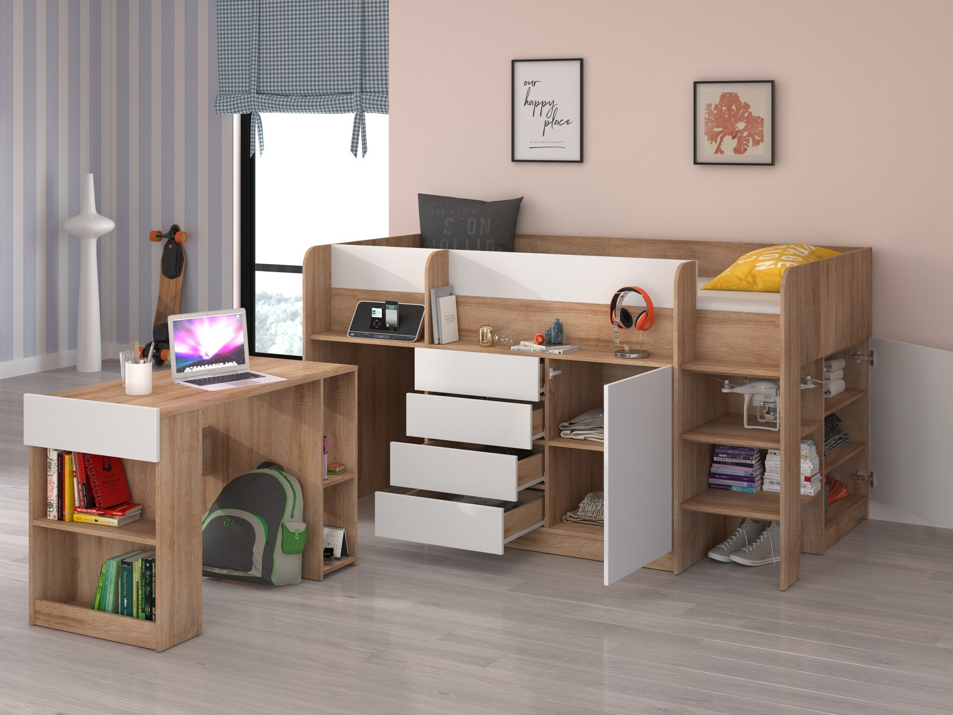 Galériaágy Gilroy 116 (Sonoma tölgy + Fehér)