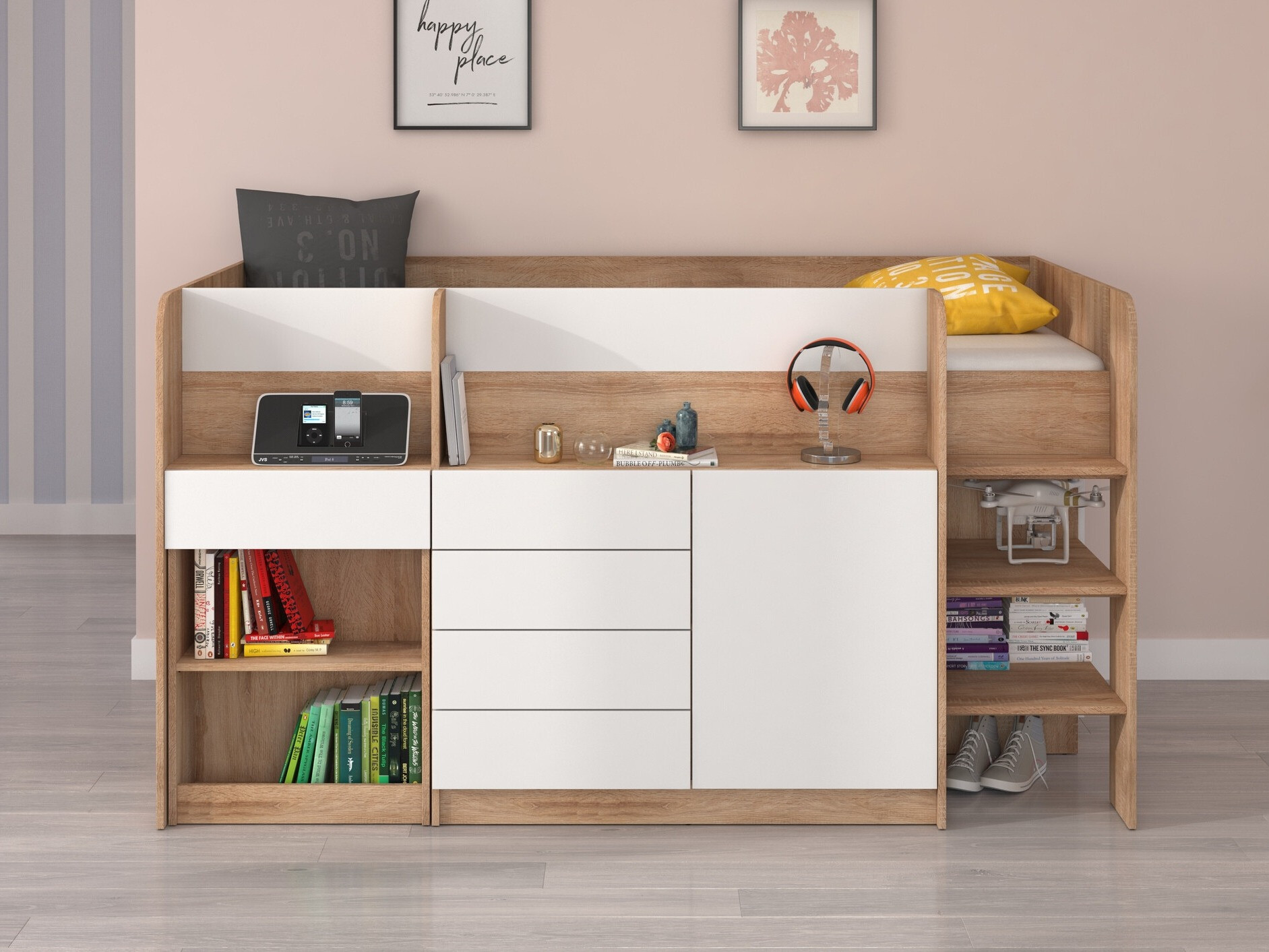 Galériaágy Gilroy 116 (Sonoma tölgy + Fehér)