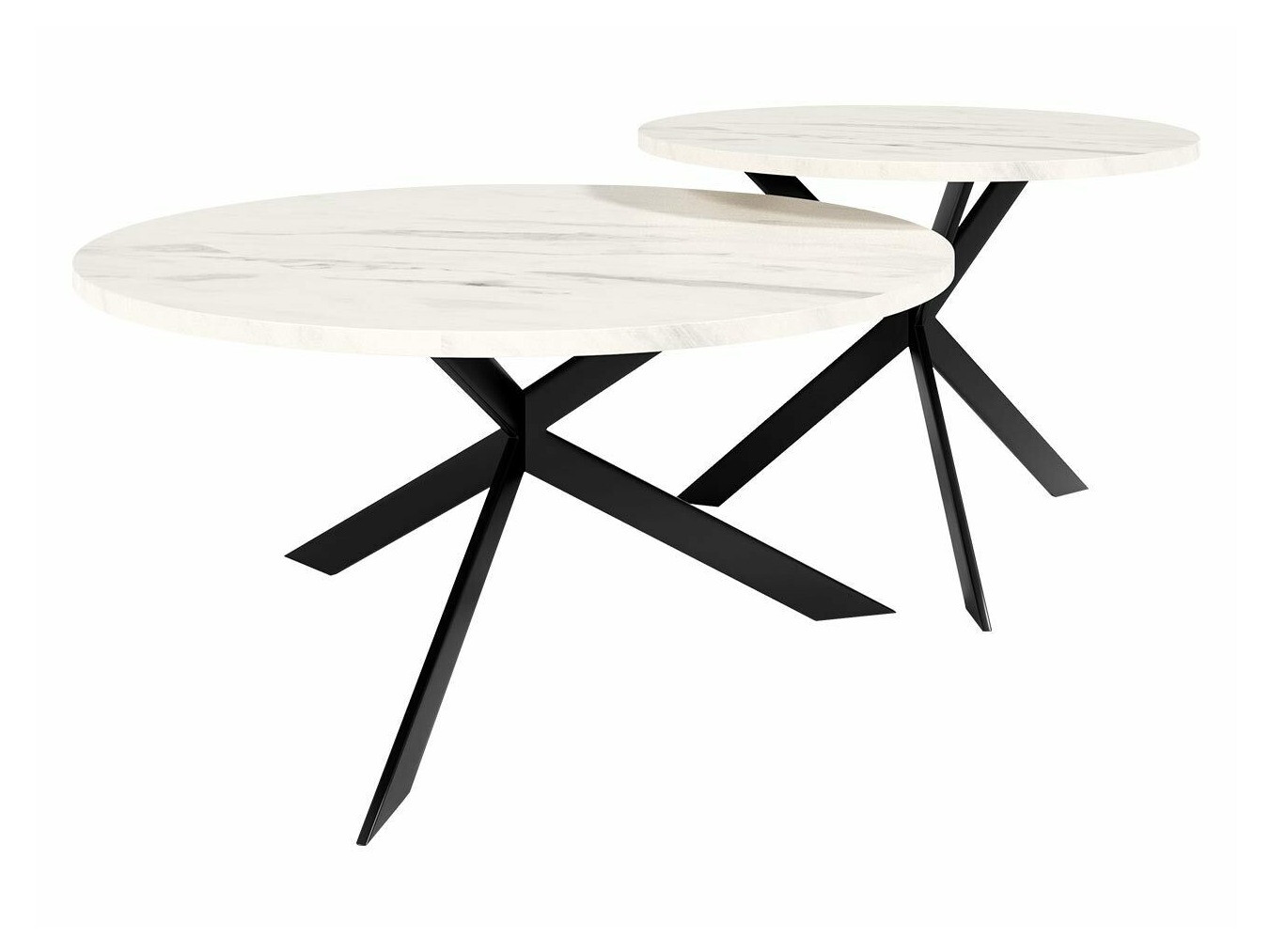 Dohányzóasztal szett Oswego 108 (Fehér márvány + Fekete)