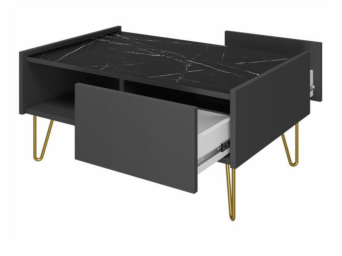 Dohányzóasztal Levdale 102 (Grafit + Fekete márvány)