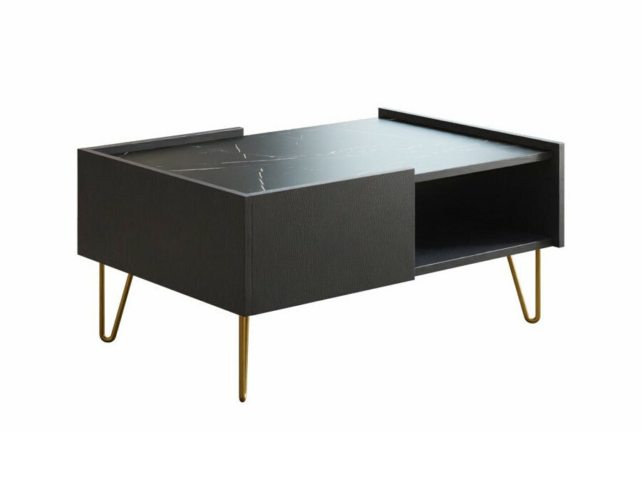 Dohányzóasztal Levdale 102 (Grafit + Fekete márvány)