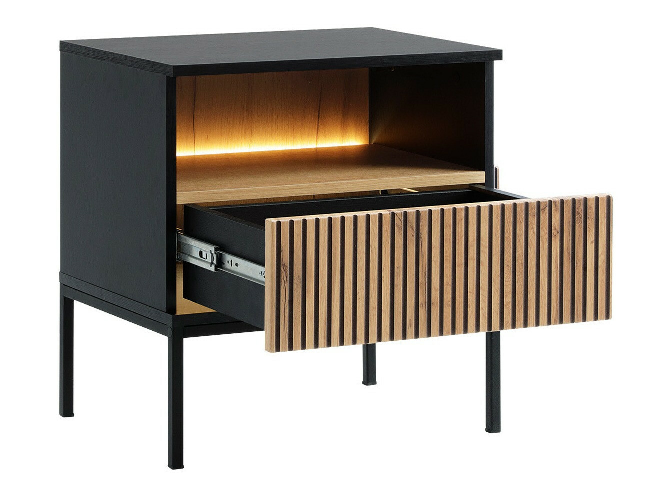 Éjjeliszekrény Manal (Fekete + Wotan tölgy)