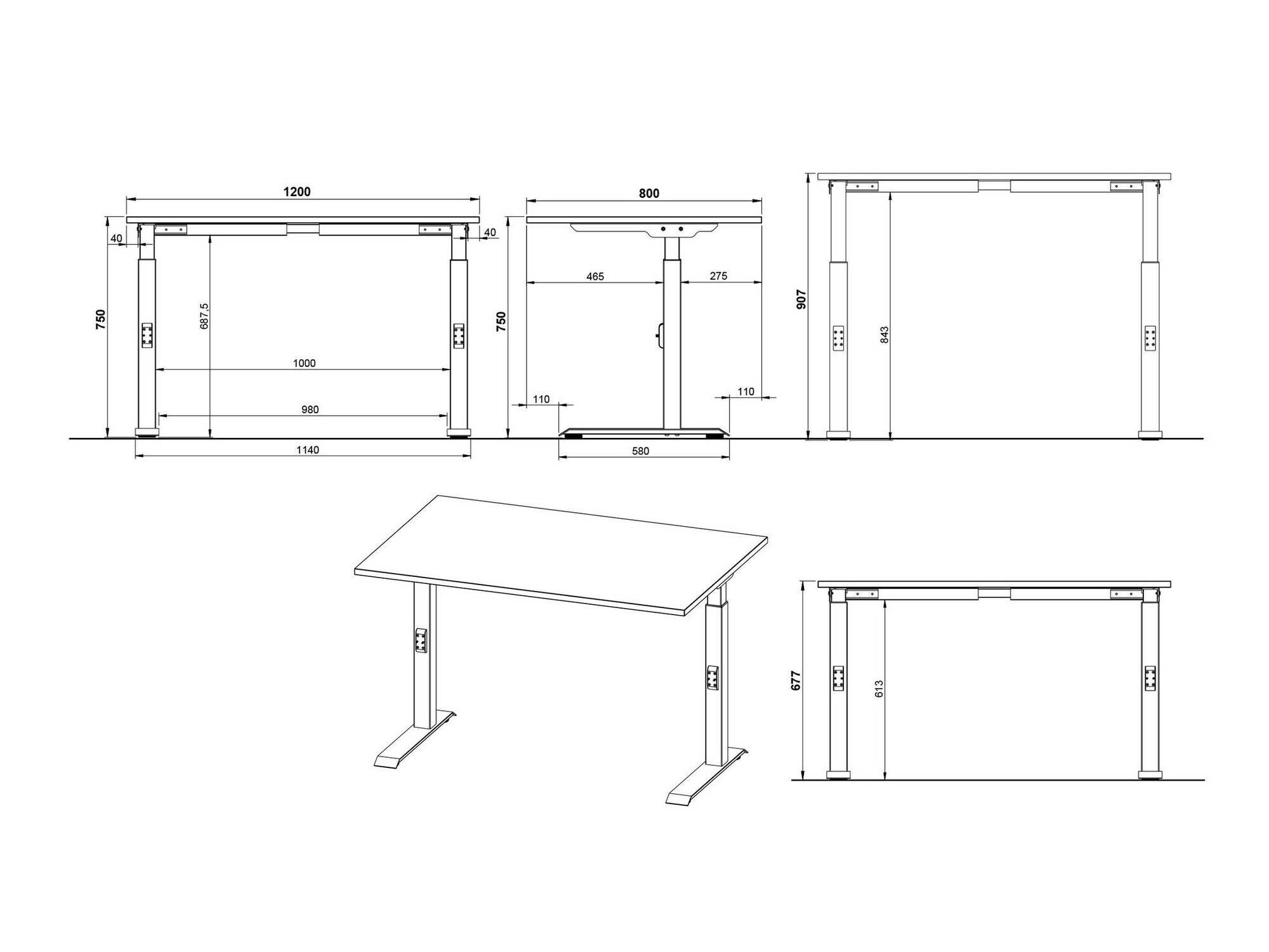 Íróasztal Sacramento 420 (Szürke + Fekete)