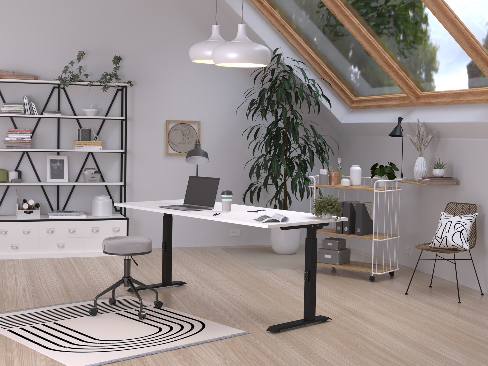 Íróasztal Sacramento 422 (Fehér + Fekete)