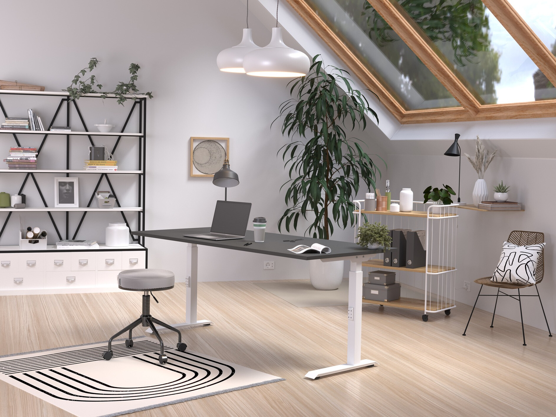 Íróasztal Sacramento 422 (Grafit + Fehér)