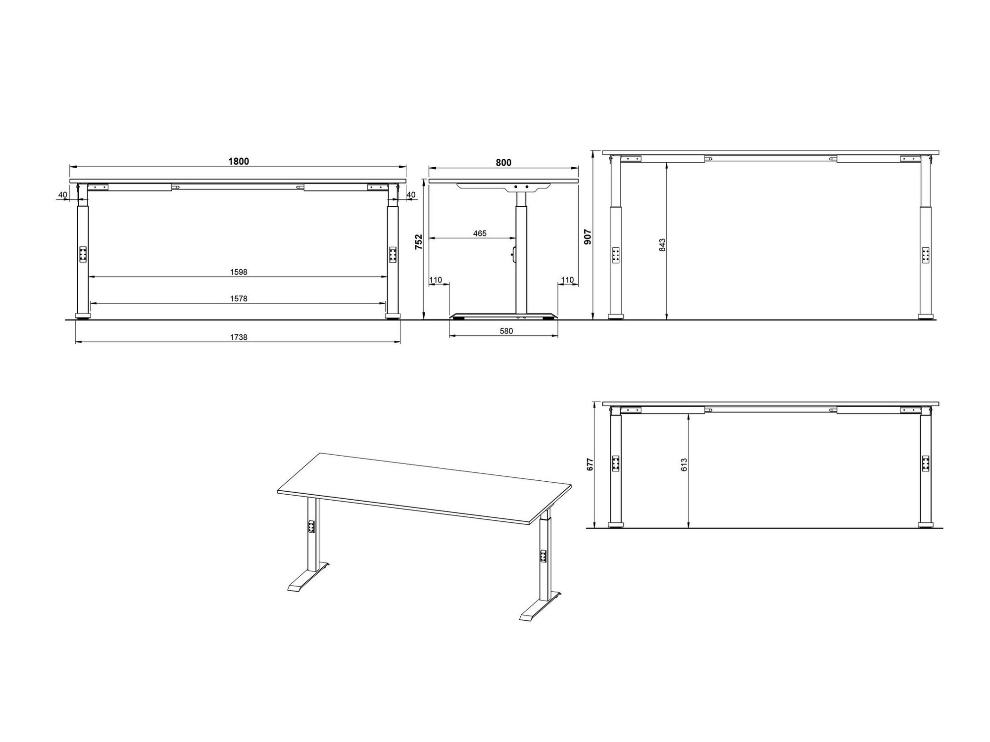 Íróasztal Sacramento 422 (Grafit + Fehér)