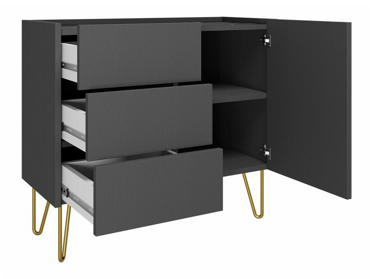 Komód Levdale 100 (Grafit + Fekete márvány)