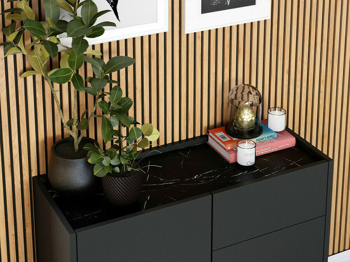 Komód Levdale 100 (Grafit + Fekete márvány)