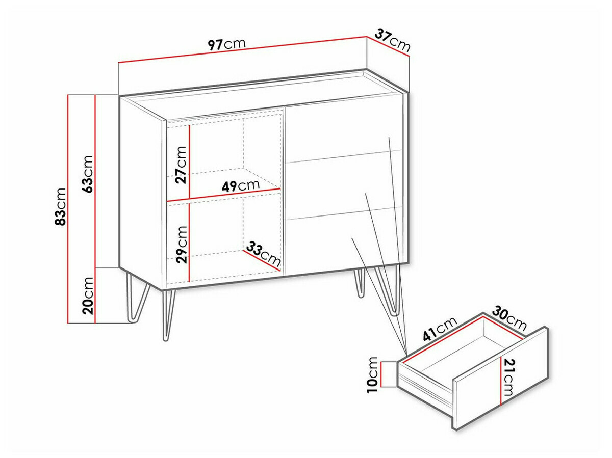 Komód Levdale 100 (Grafit + Fekete márvány)