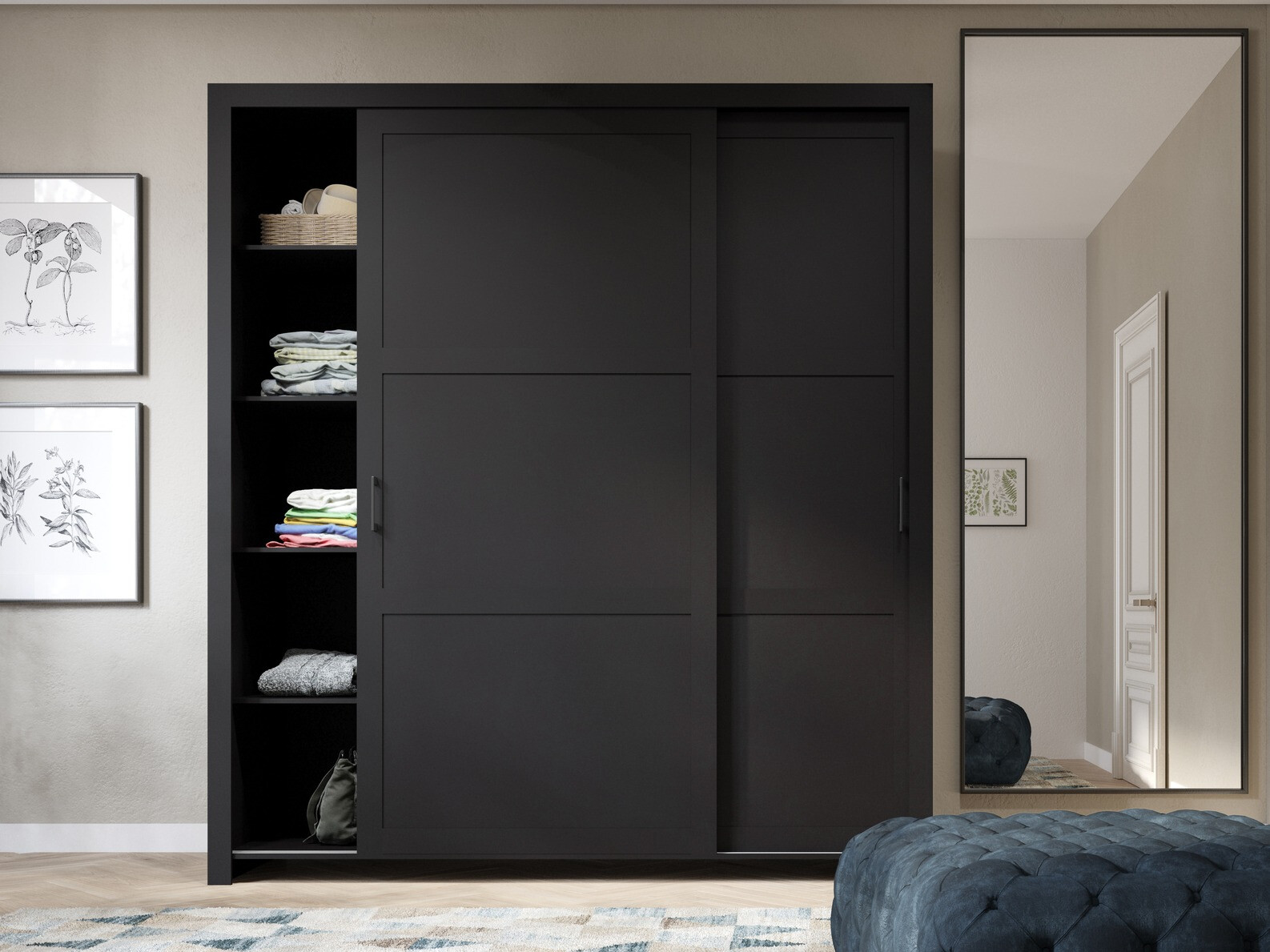 Gardróbszekrény Murrieta 190 (Fekete)