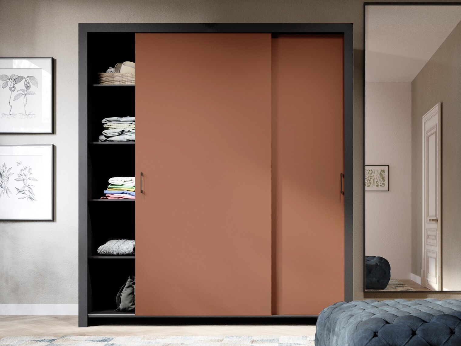 Gardróbszekrény Murrieta 192 (Fekete + Barna)