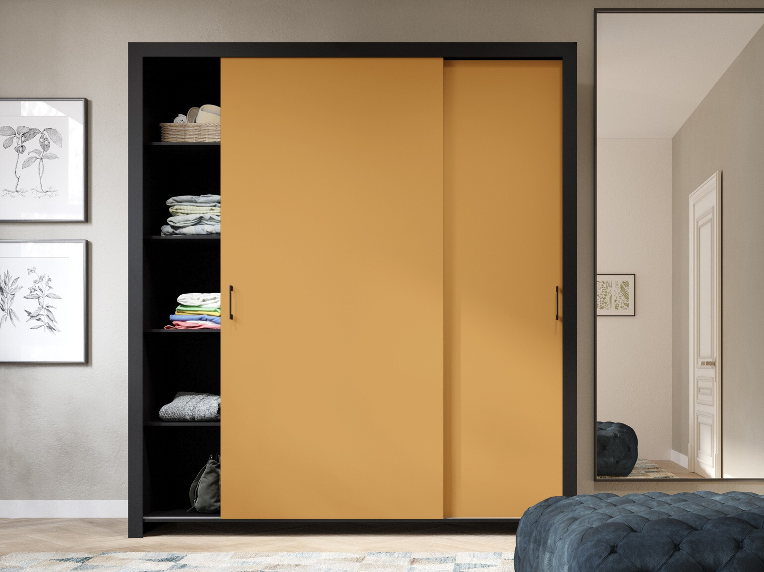 Gardróbszekrény Murrieta 192 (Fekete + Sárga)